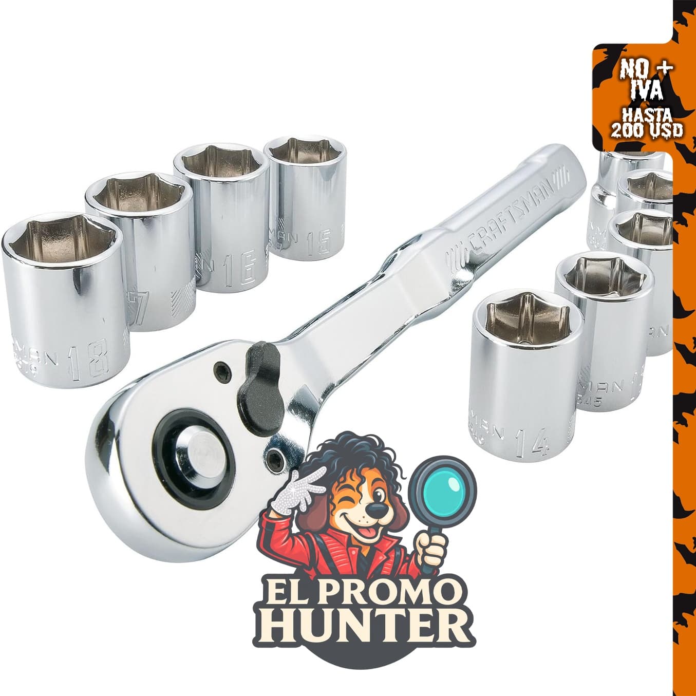 CRAFTSMAN CMMT34564 - Juego de herramientas mecánicas, métrico, transmisión de 3/8" (10 piezas).