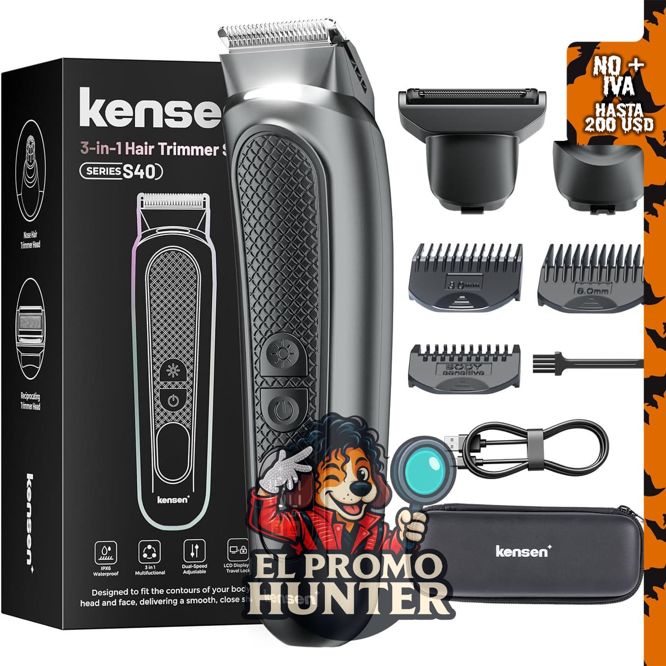 kensen PRO - Cortadora de pelo para ingle y cuerpo, todo en uno.