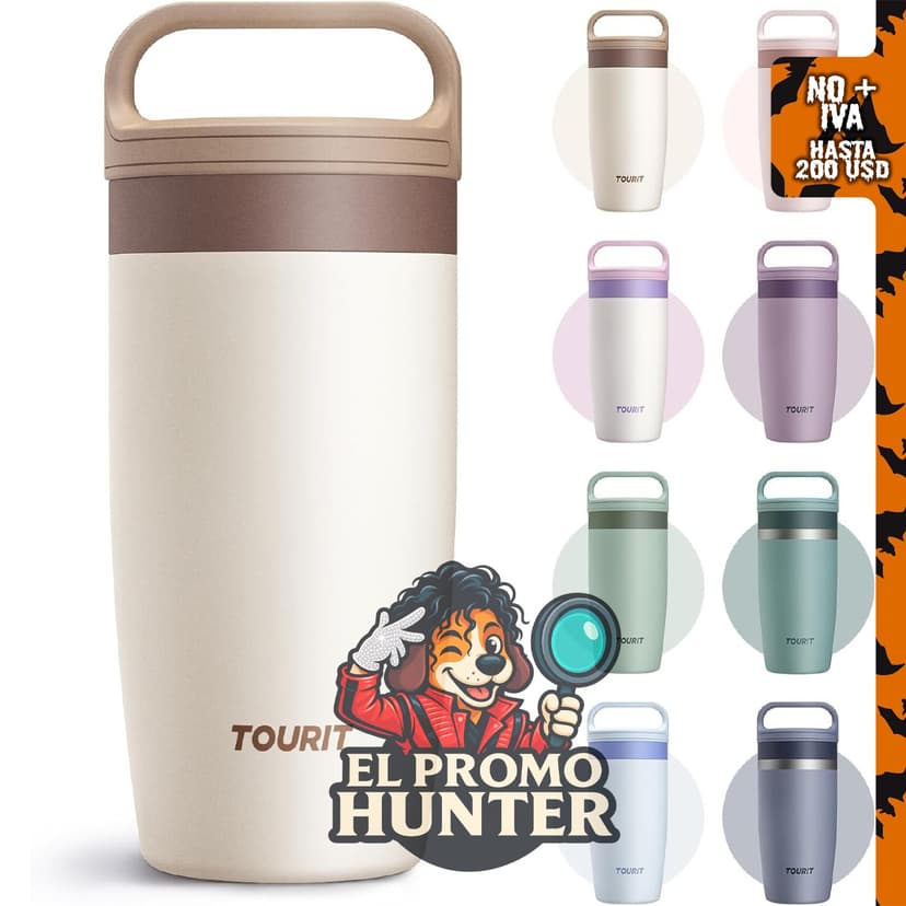 TOURIT Taza de café de viaje de 16 oz (473 ml) con tapa.