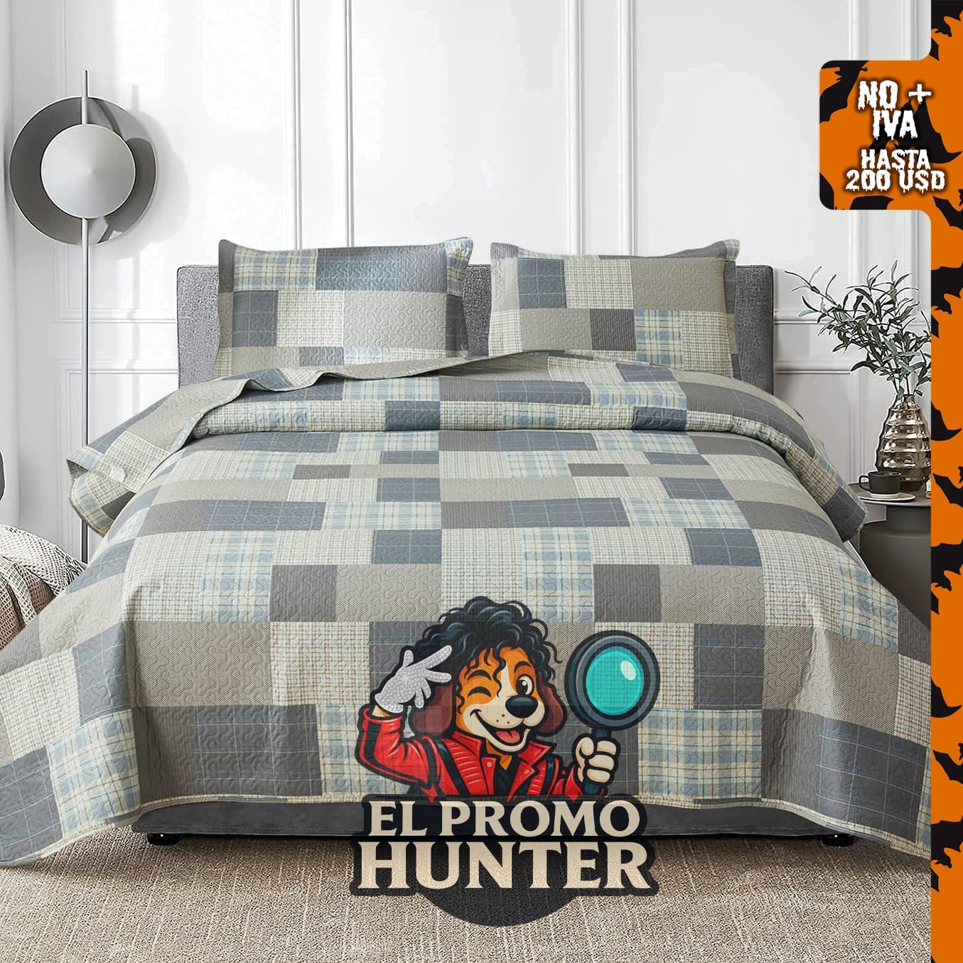 Jarson juego de edredón a cuadros de 3 piezas, tamaño King, incluye 1 colcha reversible y 2 fundas de almohada.