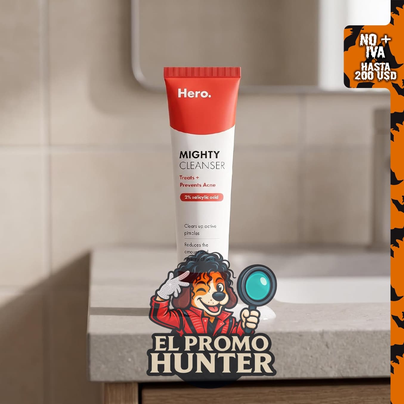 HERO COSMETICS Mighty Cleanser - Limpiador facial con 2% de ácido salicílico para tratar y limpiar el acné.