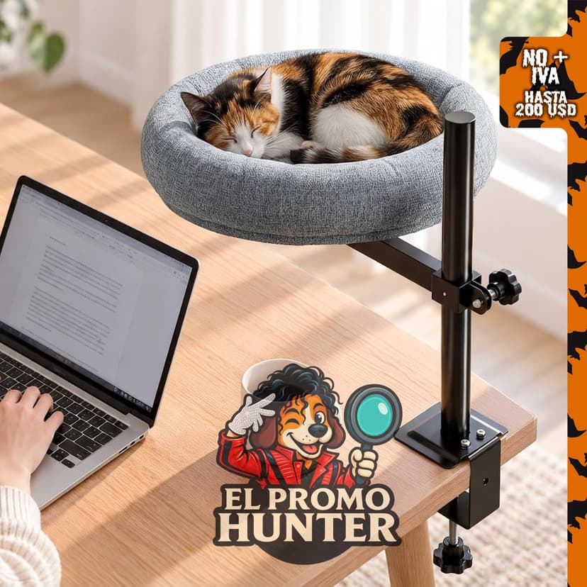 Cama para gatos para escritorio, percha ajustable giratoria de 360°.
