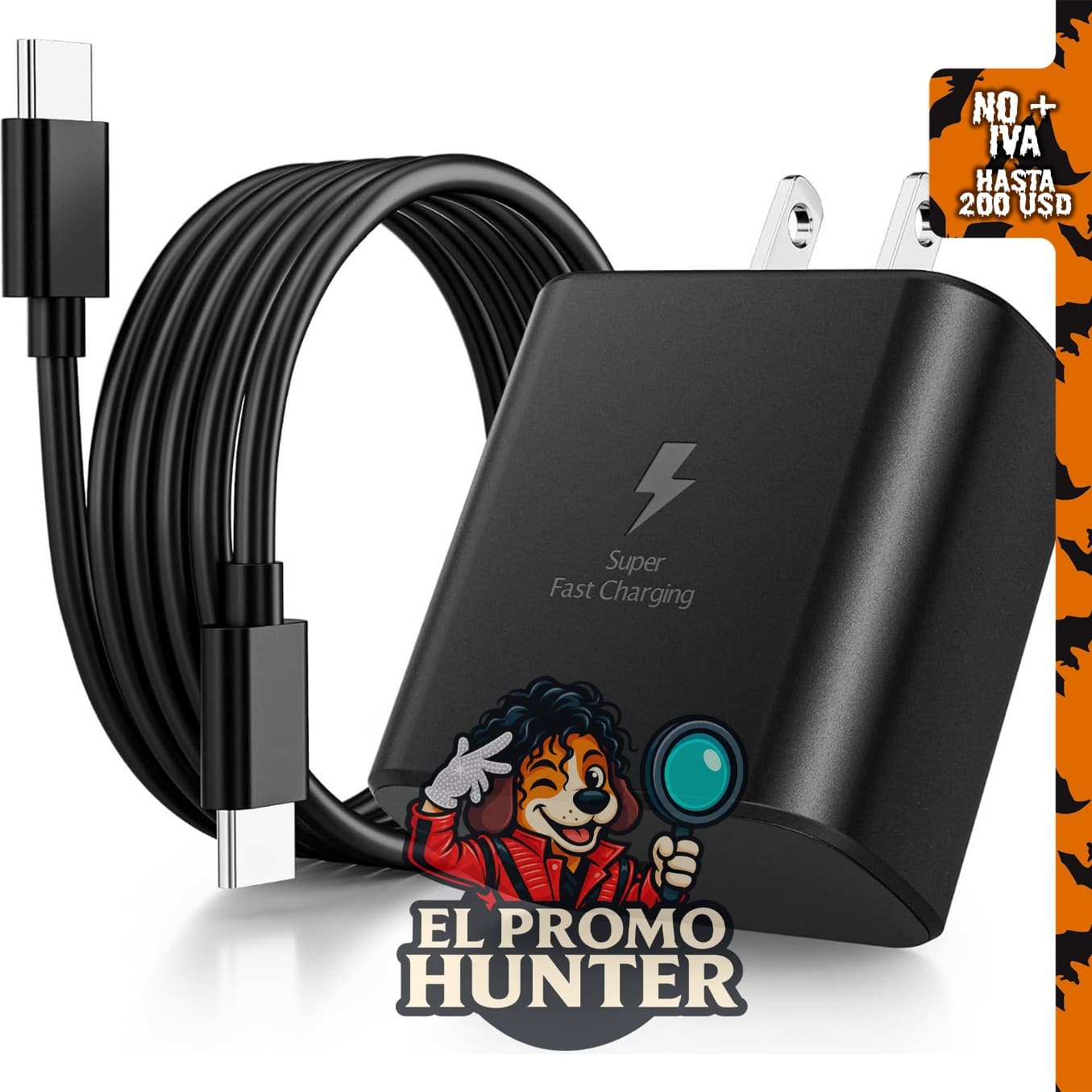 Cargador rápido FUNNYERA de 45W para teléfonos Android con conexión USB-C.