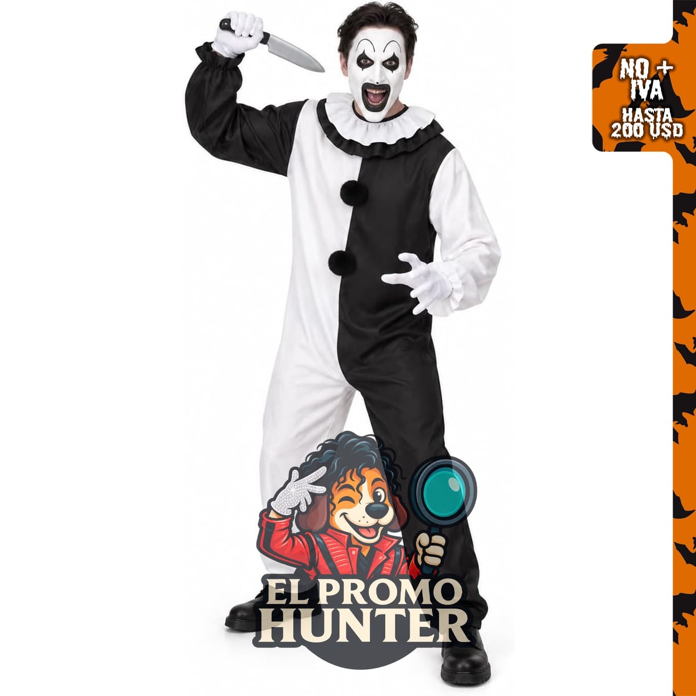 Disfraz de payaso de Halloween GentleVerse con guantes y máscara.