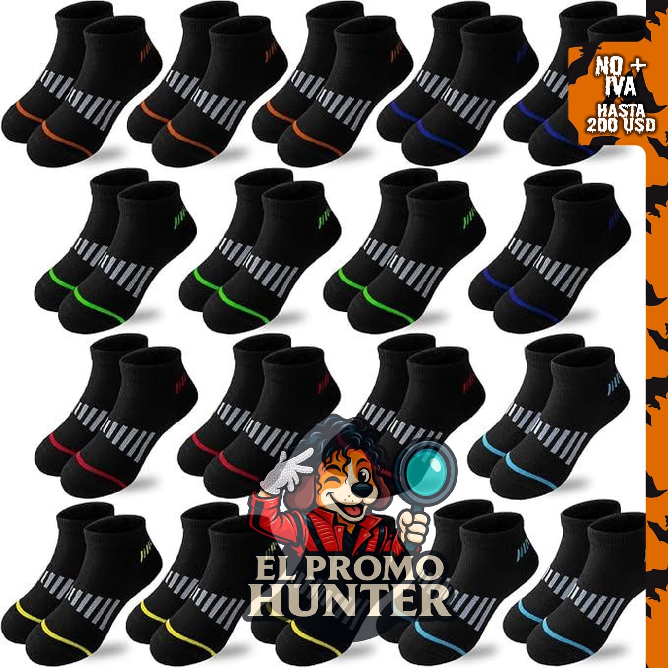 Calcetines deportivos de algodón para niños, 18 pares, corte bajo.