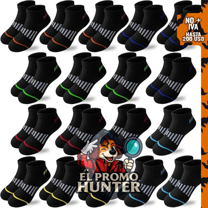 Calcetines deportivos de algodón para niños, 18 pares, corte bajo.