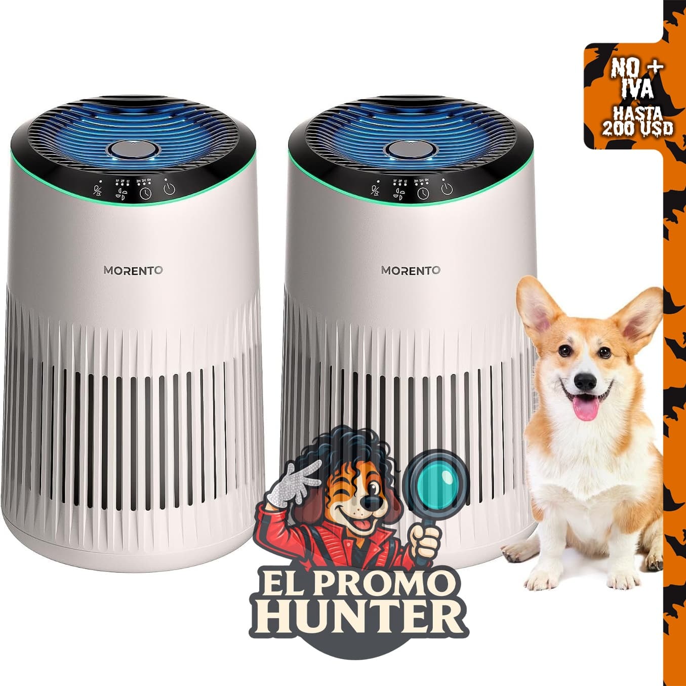 Purificadores de aire para hogar, 2 unidades, color crema, diseñados para eliminar humo, alérgenos y olores.