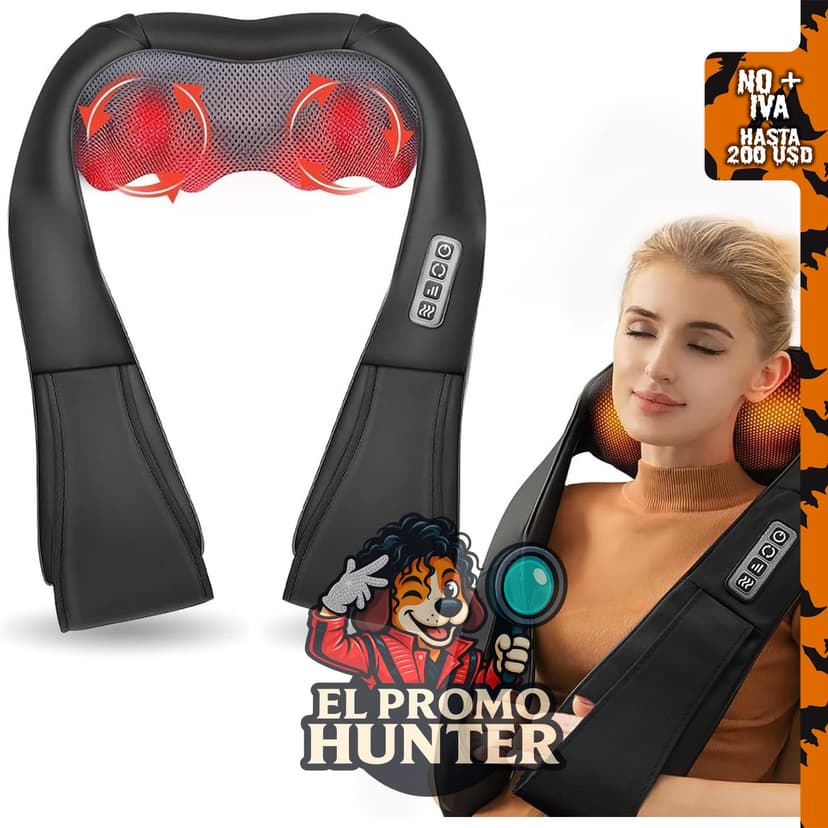 Masajeador de cuello Shiatsu con calor, 3 velocidades, para terapia cervical.