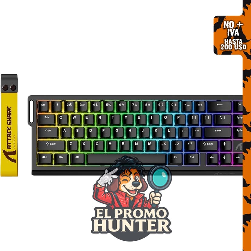 ATTACK SHARK Teclado mecánico para juegos X68 HE RT 60% con cable TKL, color negro.