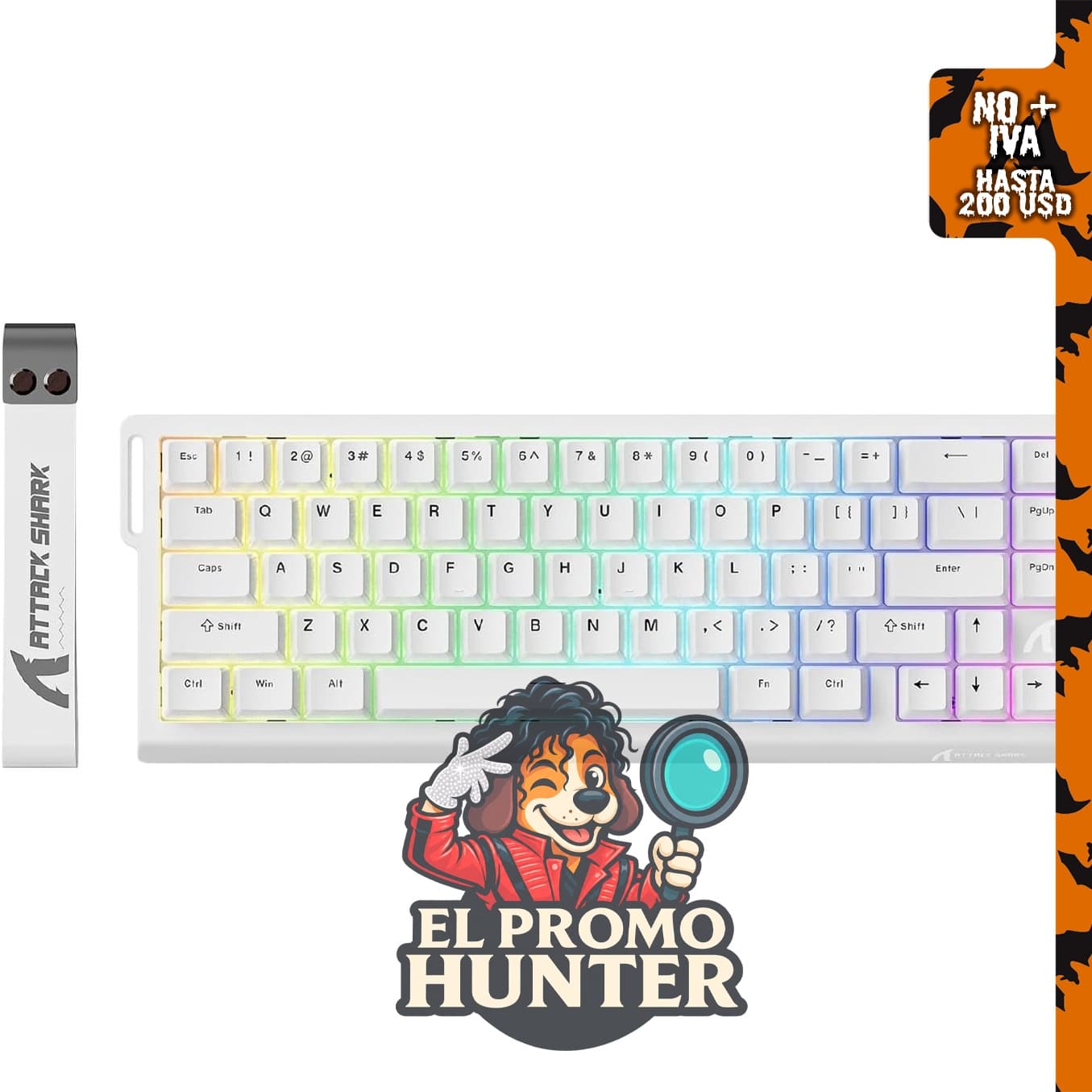 ATTACK SHARK Teclado mecánico para juegos X68 HE RT 60% con cable.