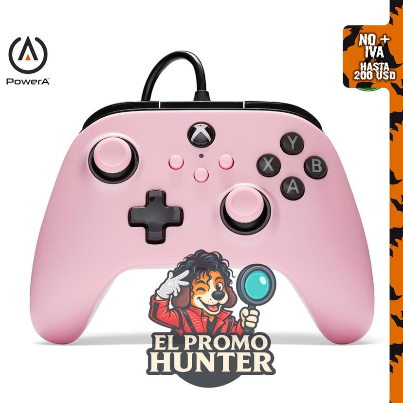 Controlador con cable PowerA para Xbox Series X|S - Rosa, compatible con Xbox One.