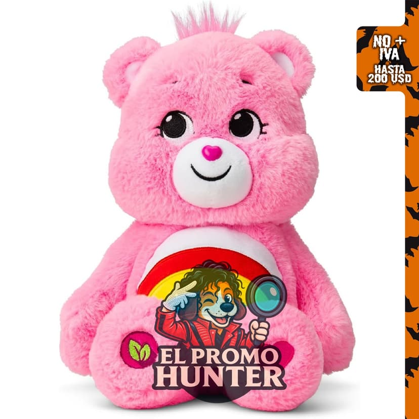 Care Bears Peluche Cheer Bear de 14" (35.6 cm), peluche rosa para niños y niñas a partir de 4 años.
