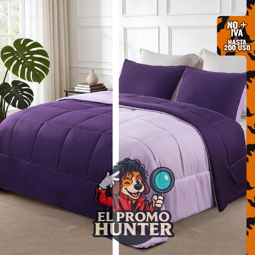 Exclusivo Mezcla - Juego de edredón reversible suave, tamaño matrimonial.
