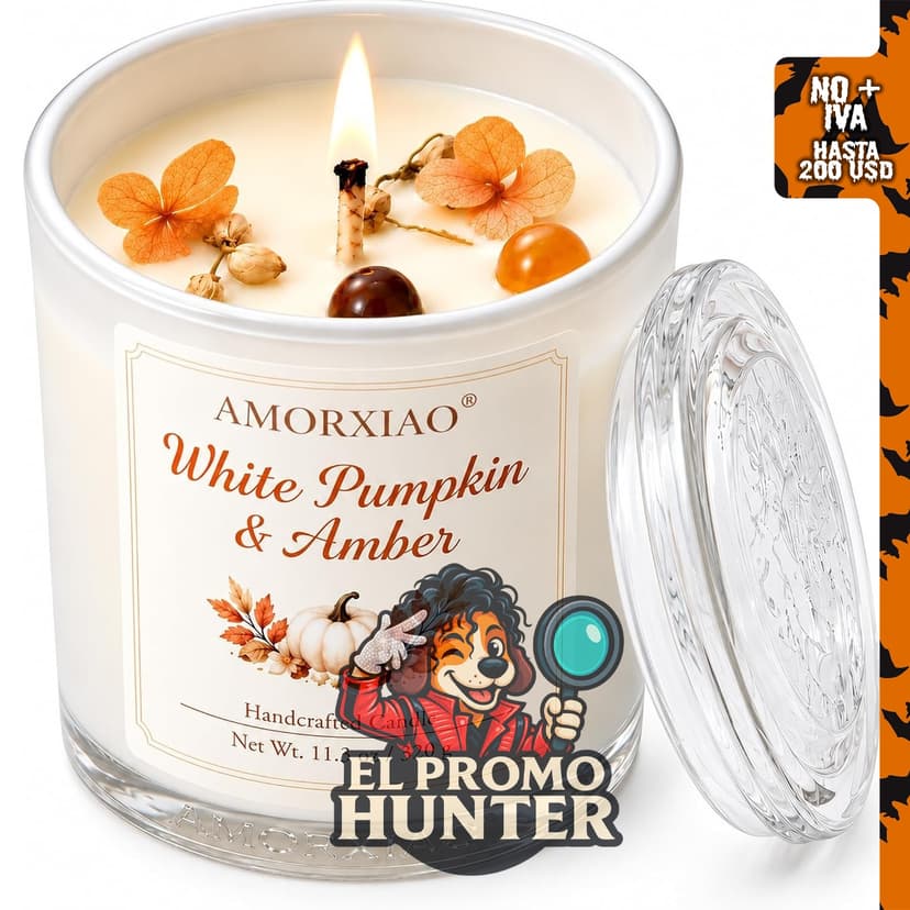 Vela perfumada de calabaza y ámbar de cera de soja de 11.3 oz (320 g).