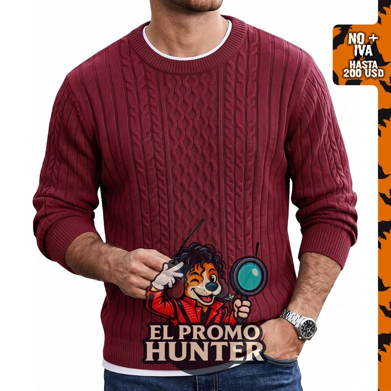 Suéter de punto trenzado con cuello redondo para hombre JMIERR.