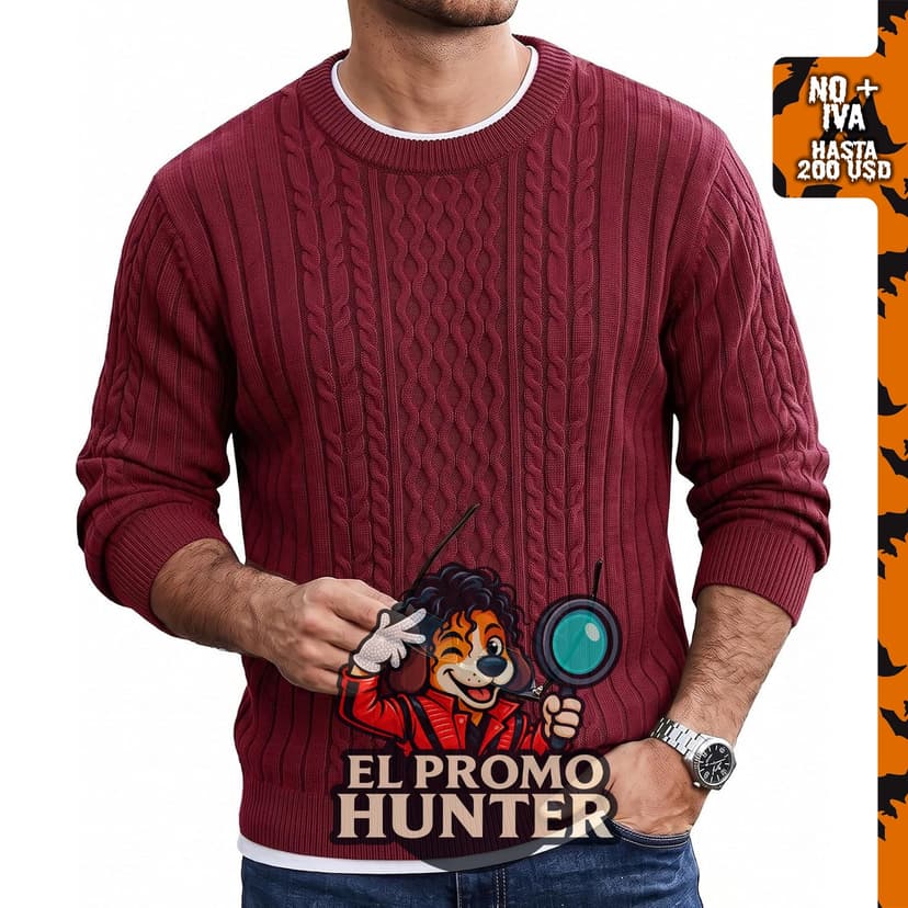 Suéter de punto trenzado con cuello redondo para hombre JMIERR.