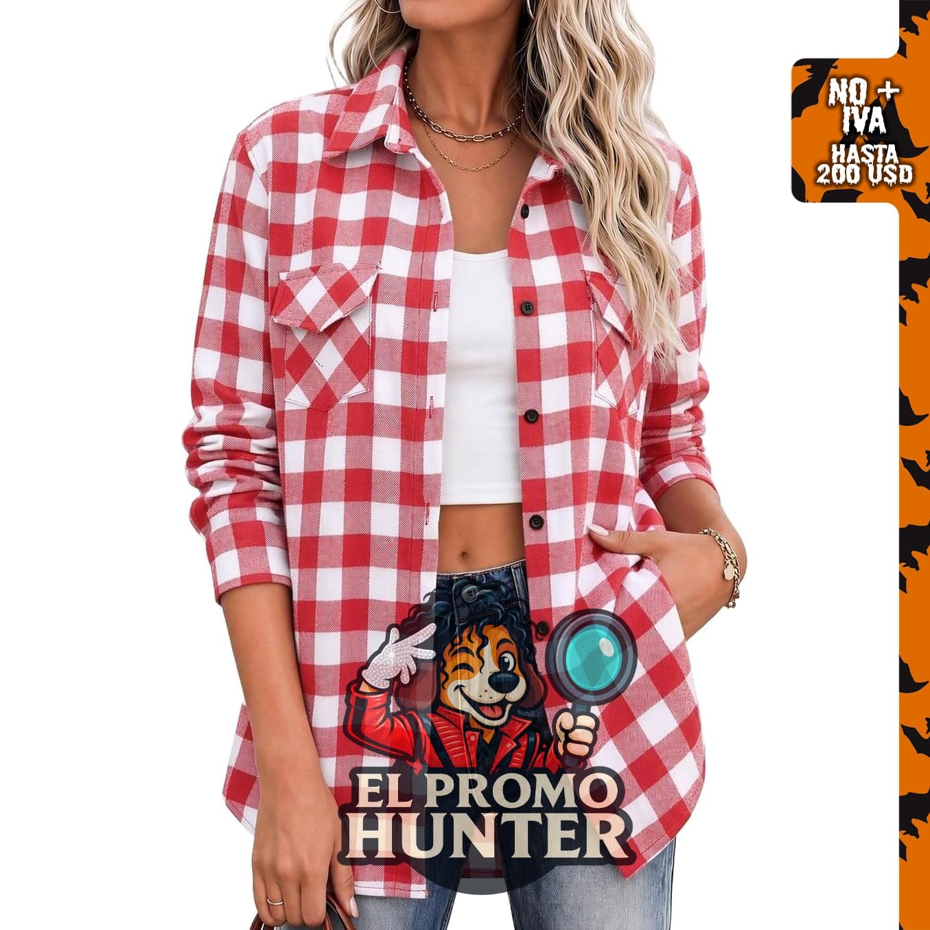 Camisa de franela Zeagoo para mujer, a cuadros, con botones y manga larga.