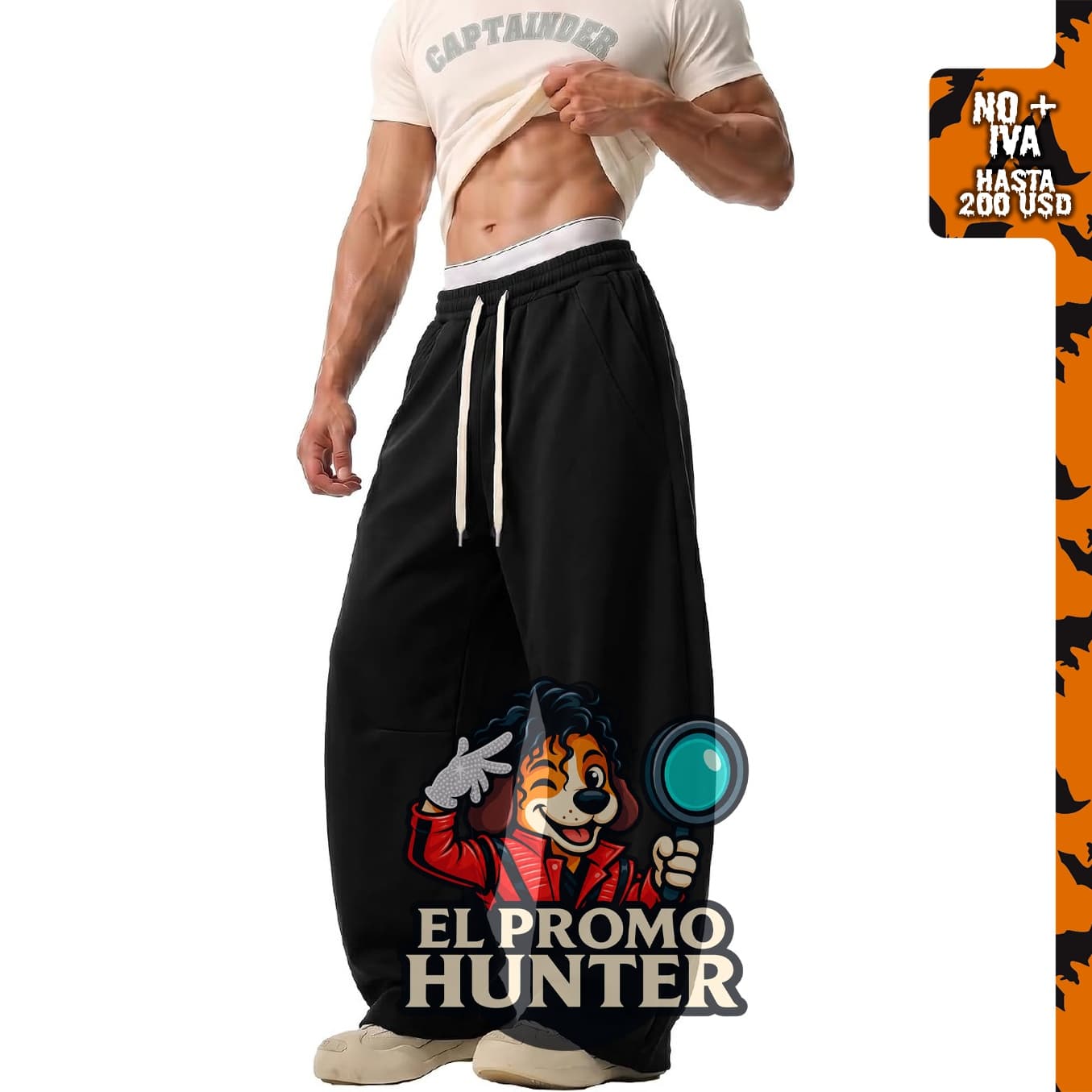 JEMLDL Pantalones deportivos holgados para hombre, pierna ancha, con cordón elástico y cintura elástica.