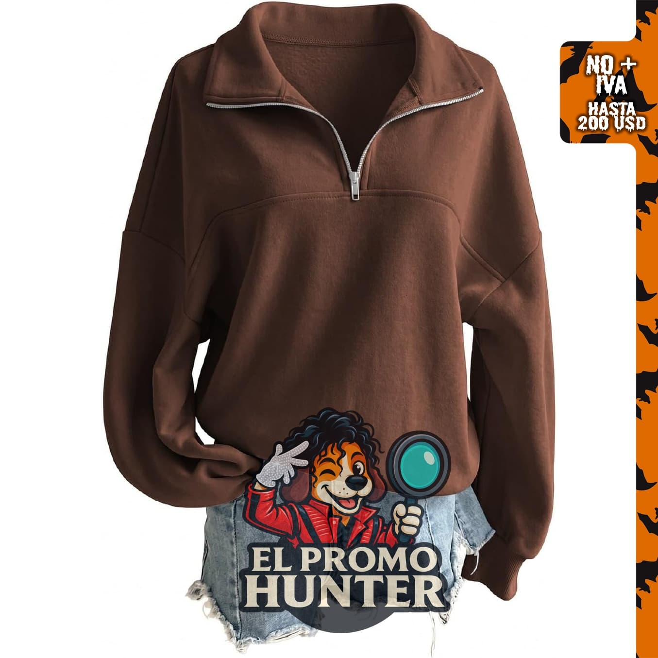Sudadera de forro polar SHEWIN con media cremallera y capucha, diseño informal y de gran tamaño.