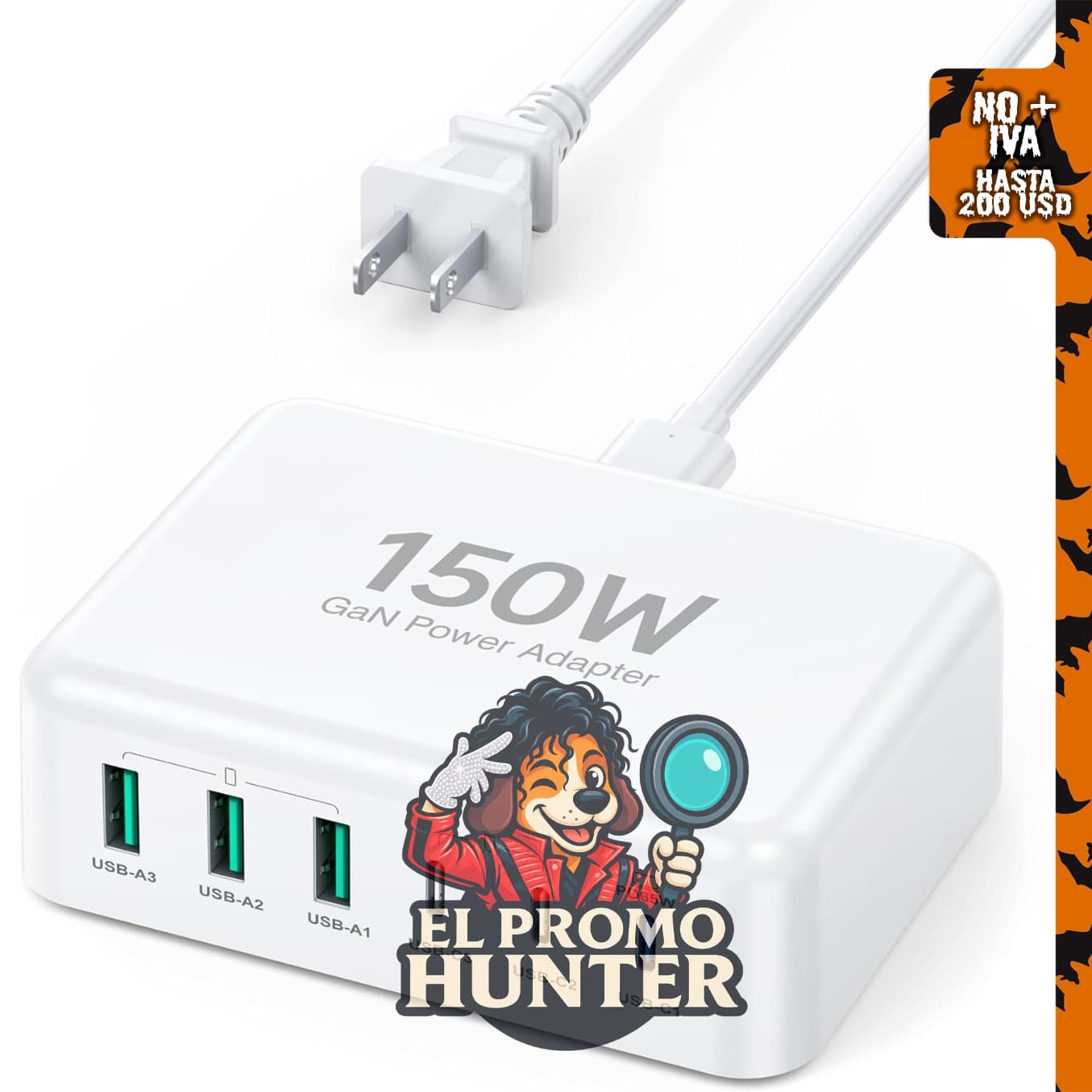 Bloque de cargador rápido USB C, cubo de concentrador de estación de carga.