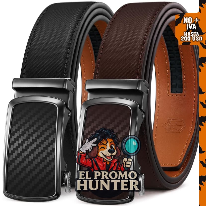Zitahli Cinturón de trinquete de cuero para hombre, paquete de 2.