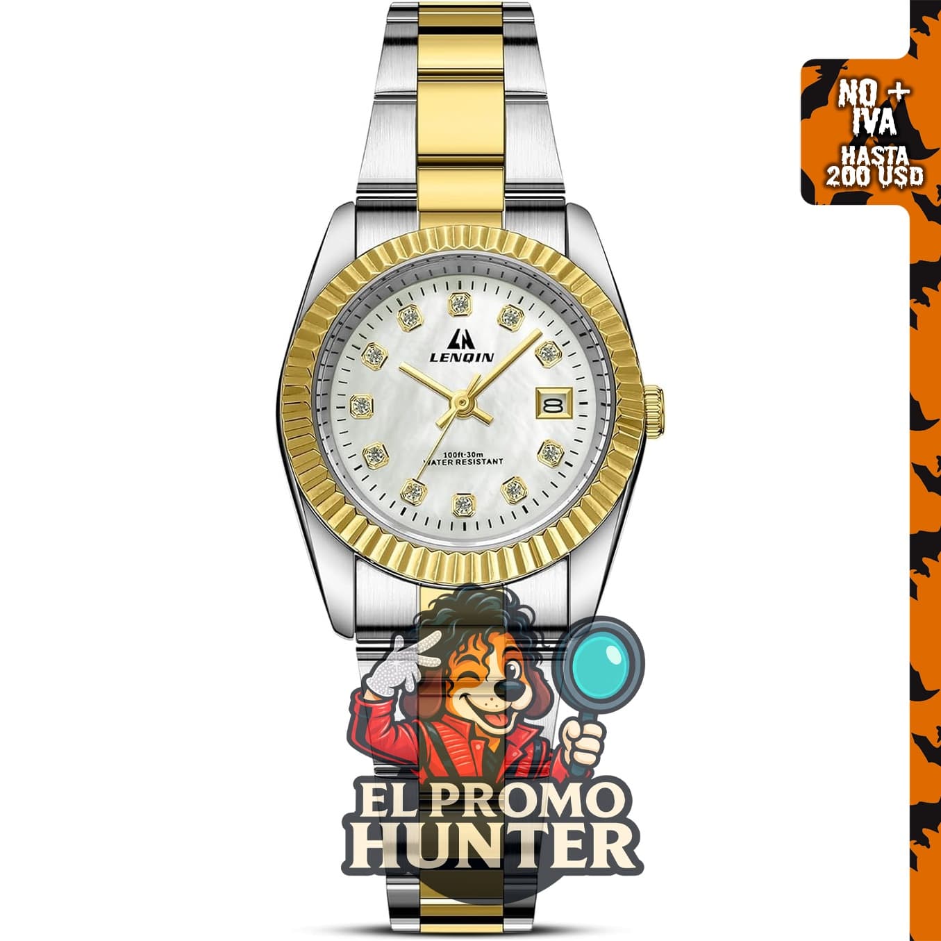 Reloj LN LENQIN para mujer, fácil de leer y resistente al agua.