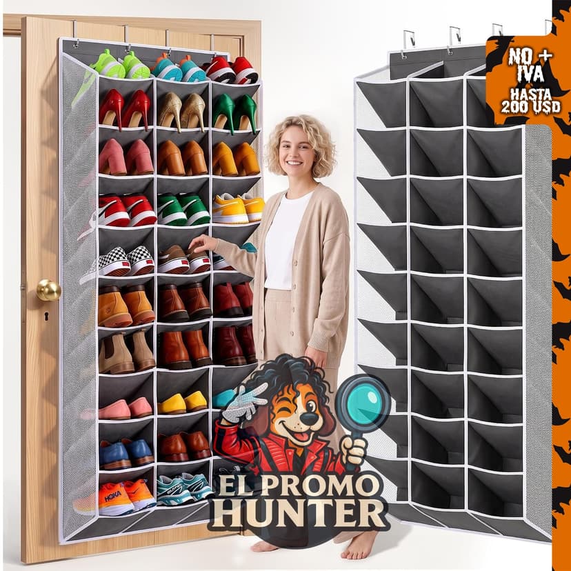 Organizador de zapatos sobre la puerta, capacidad para 30-60 pares.