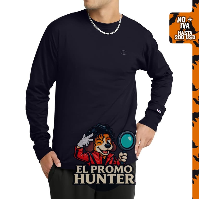 Camiseta de manga larga Champion para hombre, ajuste estándar, con logo Script y C, disponible en tallas regulares y grandes.