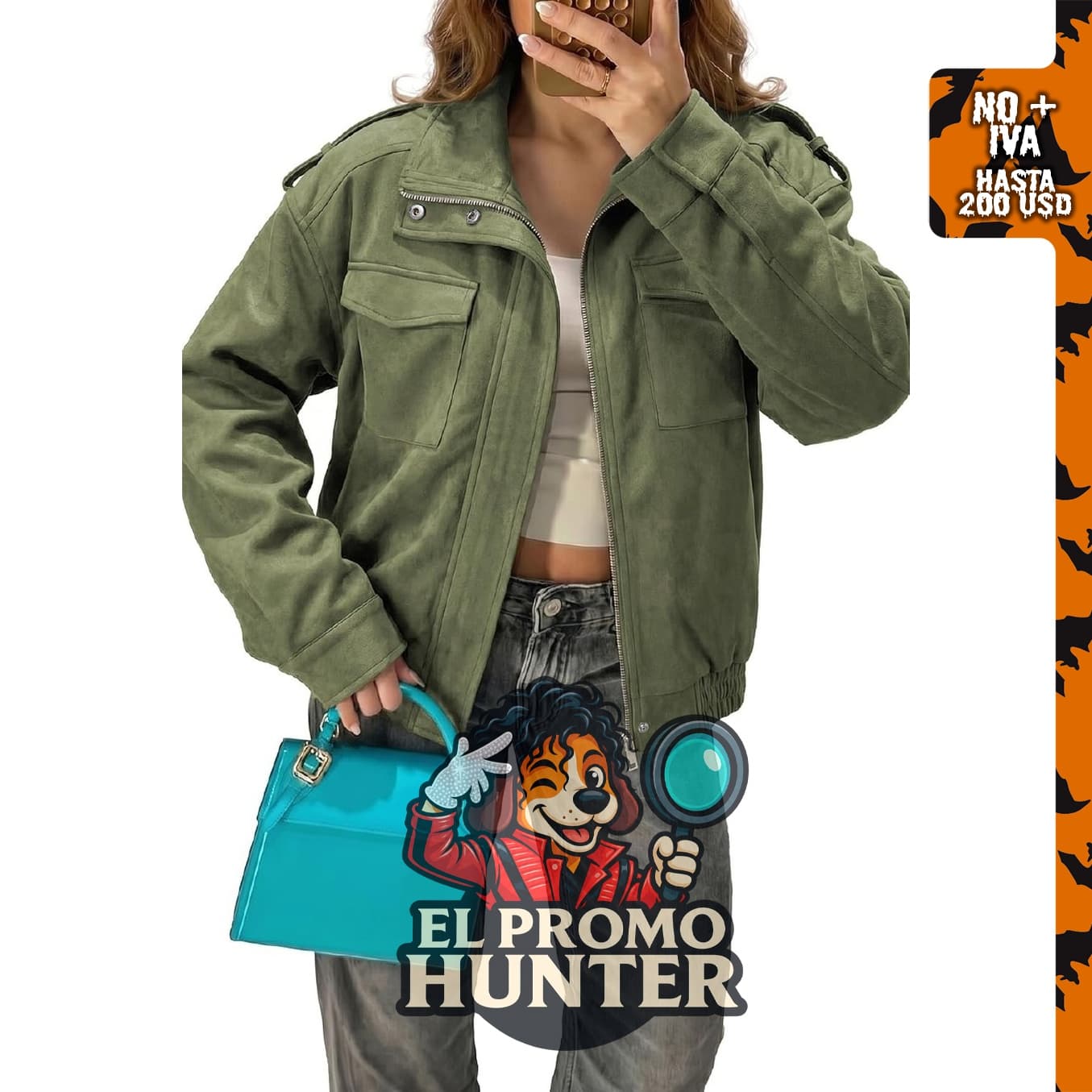 Chaqueta bomber de mujer Dokotoo de ante sintético, de manga larga y corte corto.
