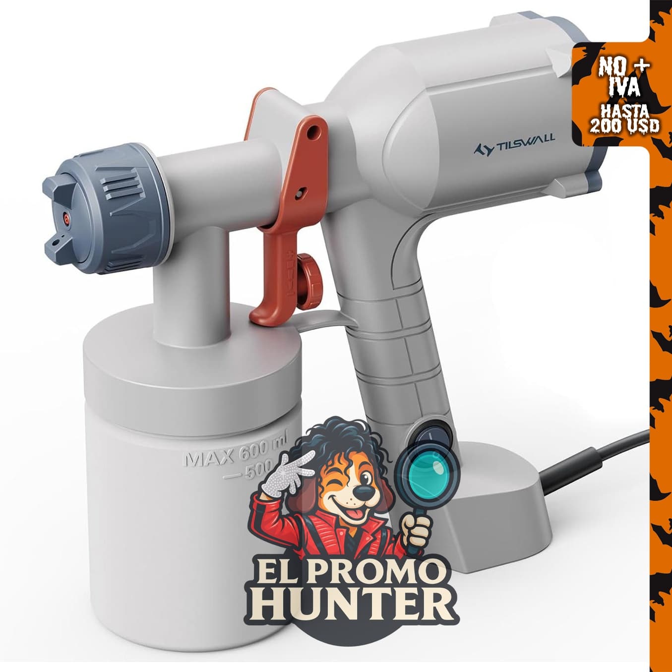 Tilswall Dreamer400 Pulverizador de pintura, pistola de pintura HVLP de 1.5