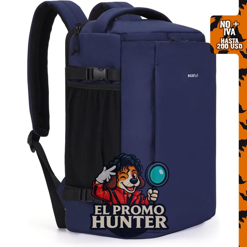 ECOHUB Mochila de viaje para hombres, bolsa de transporte aprobada por vuelo, color azul, para laptop.