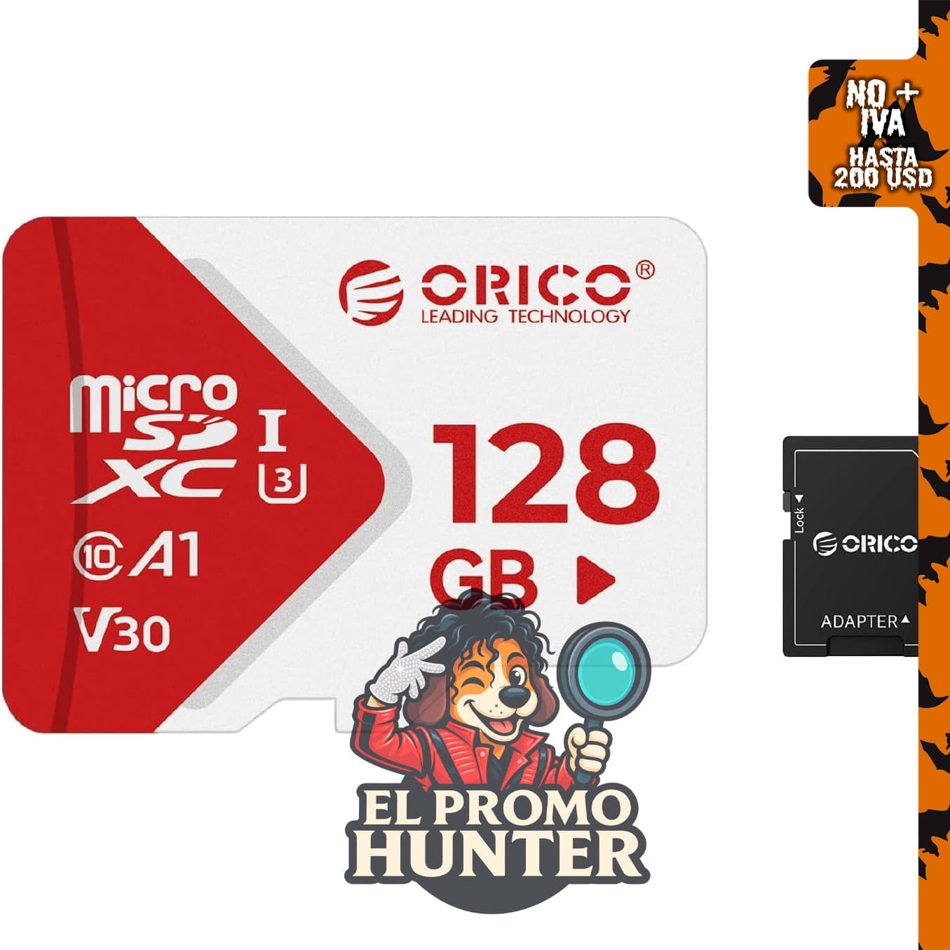 ORICO Tarjeta SDXC TF de 128 GB, UHS-I U3 Clase 10 V30 A1 con adaptador SD para grabación de video 4K.