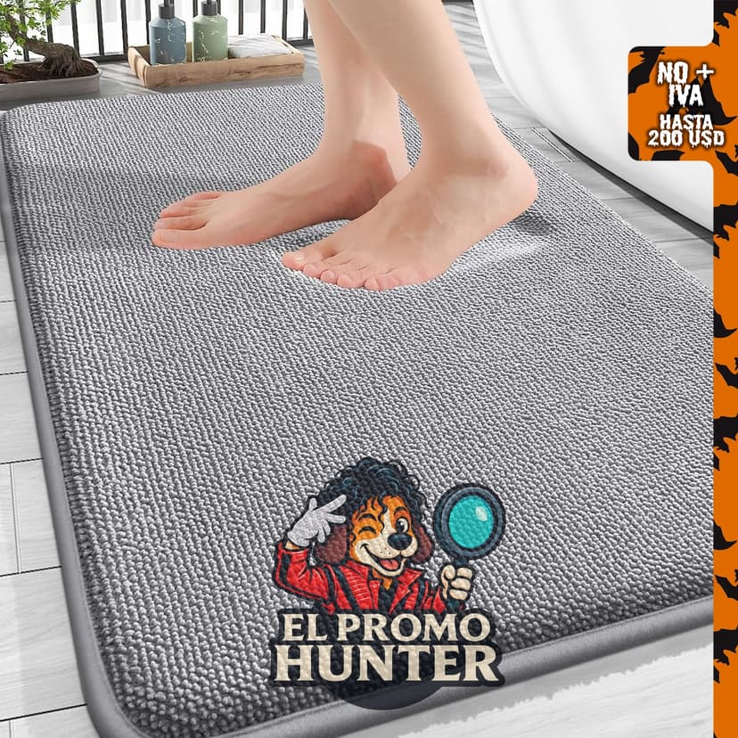 OLANLY Alfombra de baño de espuma viscoelástica, 76 x 51 cm, suave y absorbente, color gris.