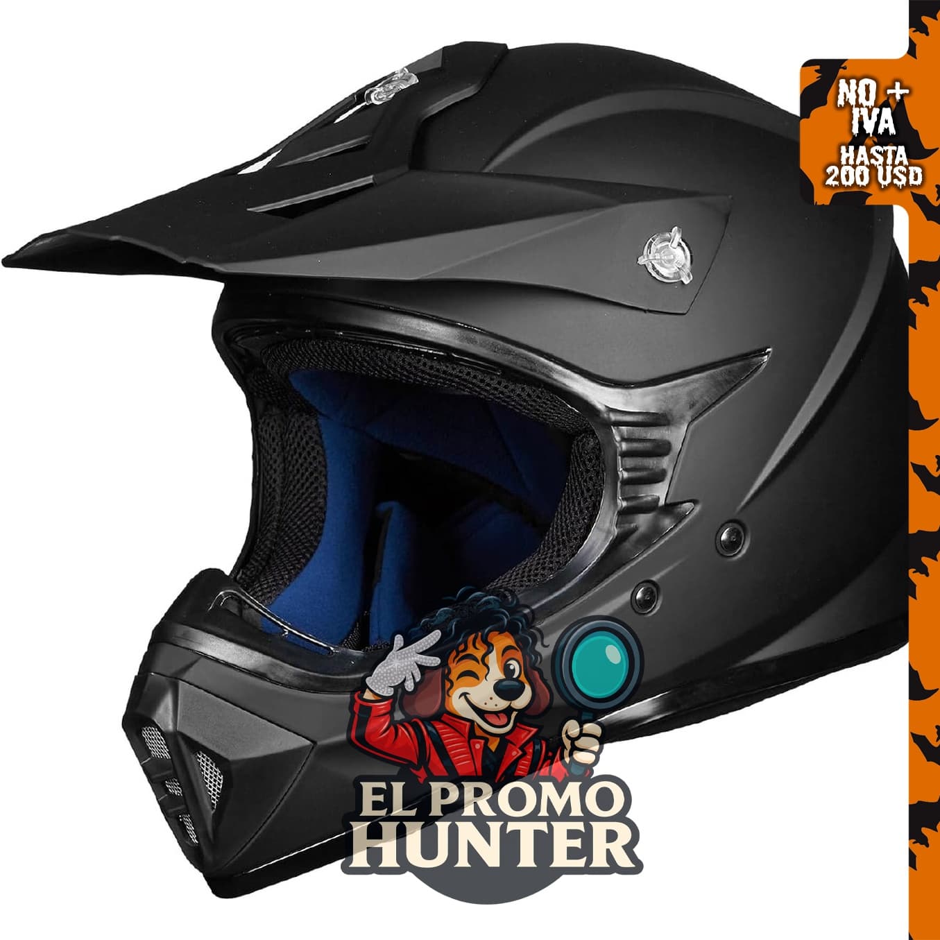 ILM Cascos de motocross para adultos, modelo 128S, aprobado por DOT, color negro mate.