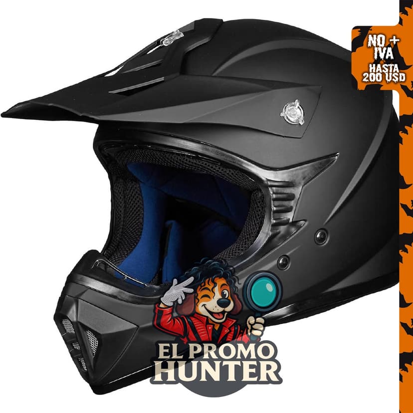 ILM Cascos de motocross para adultos, modelo 128S, aprobado por DOT, color negro mate.