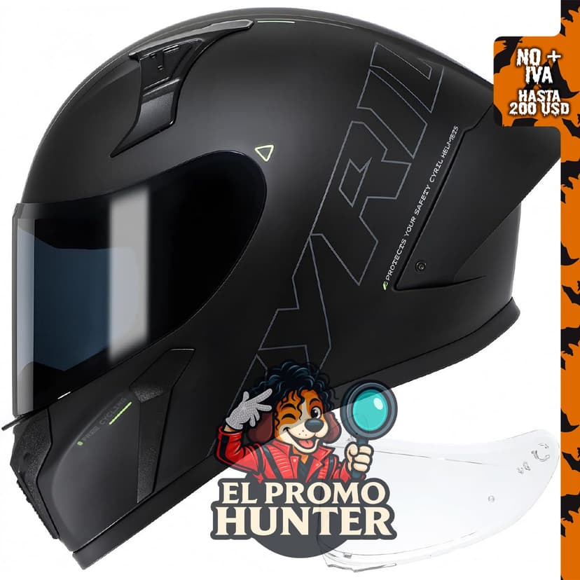 Casco de motocicleta CYRIL de cara completa aprobado por DOT para adultos.