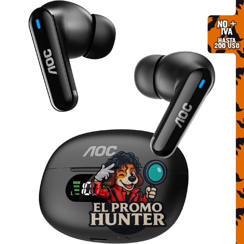 AOC Auriculares inalámbricos Bluetooth con cancelación de ruido.