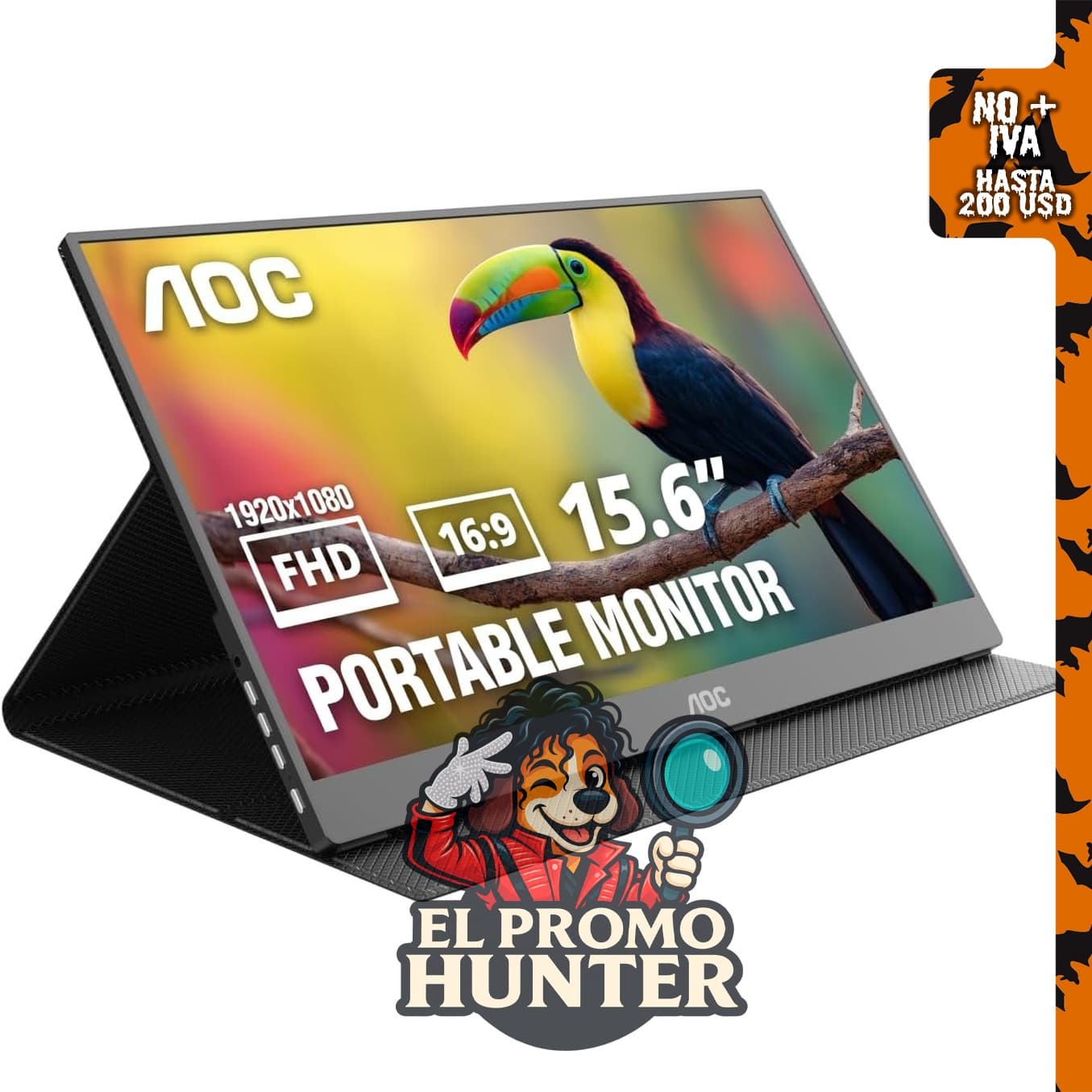 AOC 16T20 Monitor Portátil FHD de 16" (40.6 cm) con conexión USB-C y tecnología IPS.