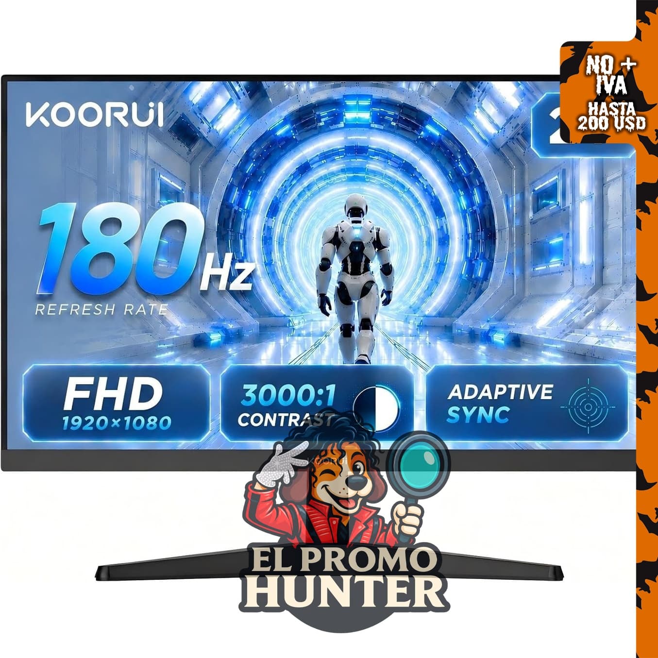 KOORUI Monitor para juegos de 24" (61 cm), pantalla VA 180Hz, resolución 1080P.