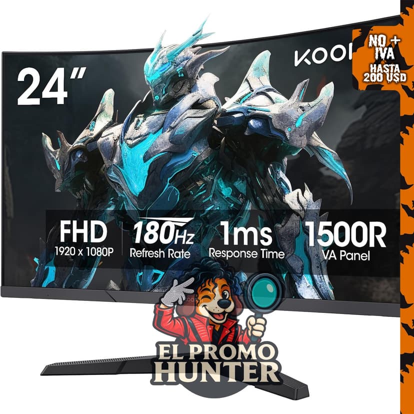 KOORUI Monitor curvo de 24" (61 cm) 180Hz FHD 1080P.