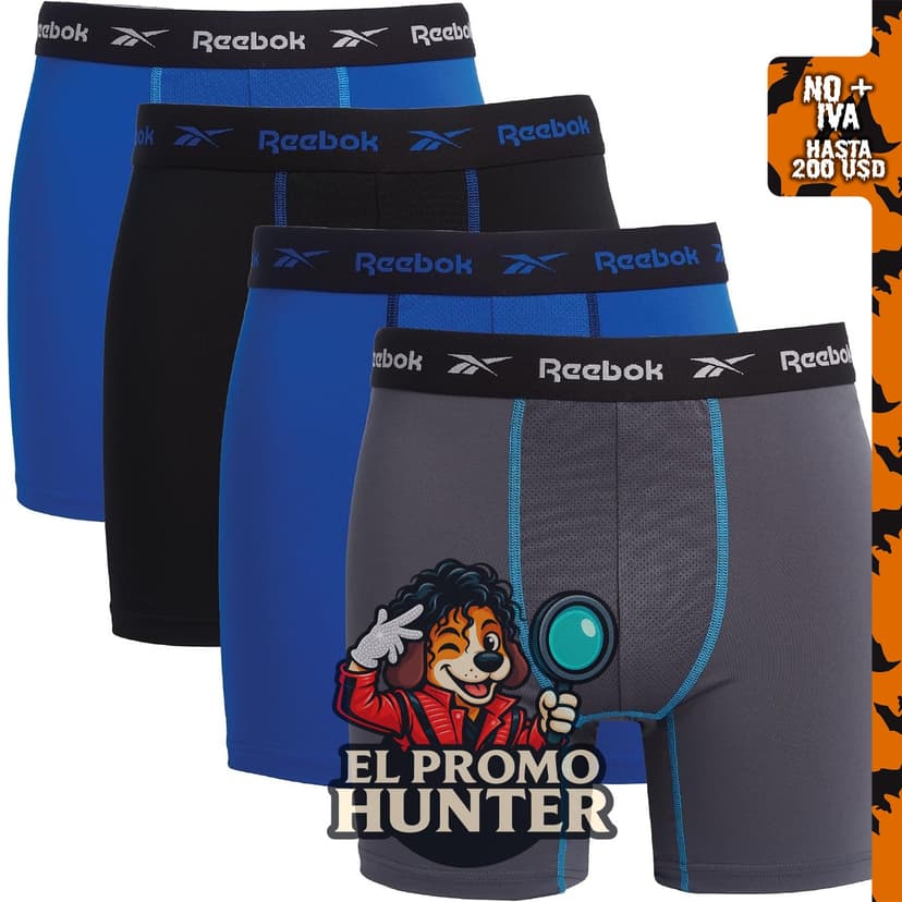 Reebok calzoncillos tipo bóxer para hombre, paquete de 4 unidades.