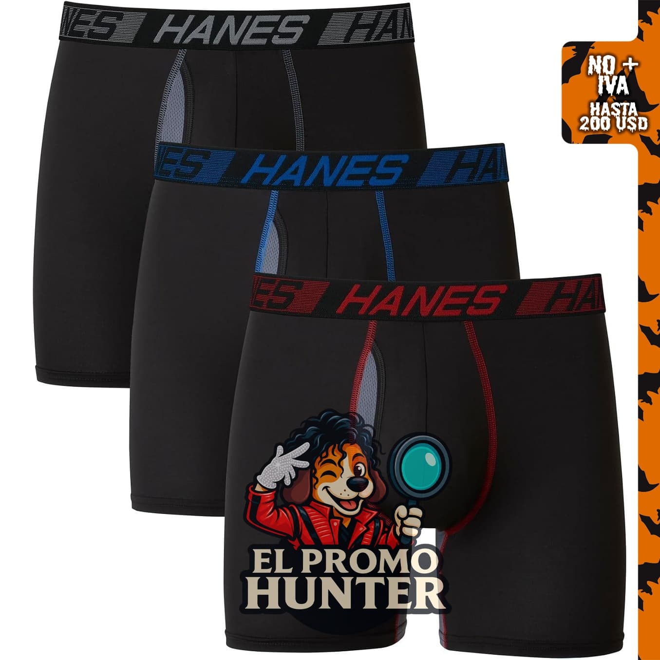 Hanes Boxer Briefs para hombre, paquete de 3, con soporte total, opción de pierna larga o corta.