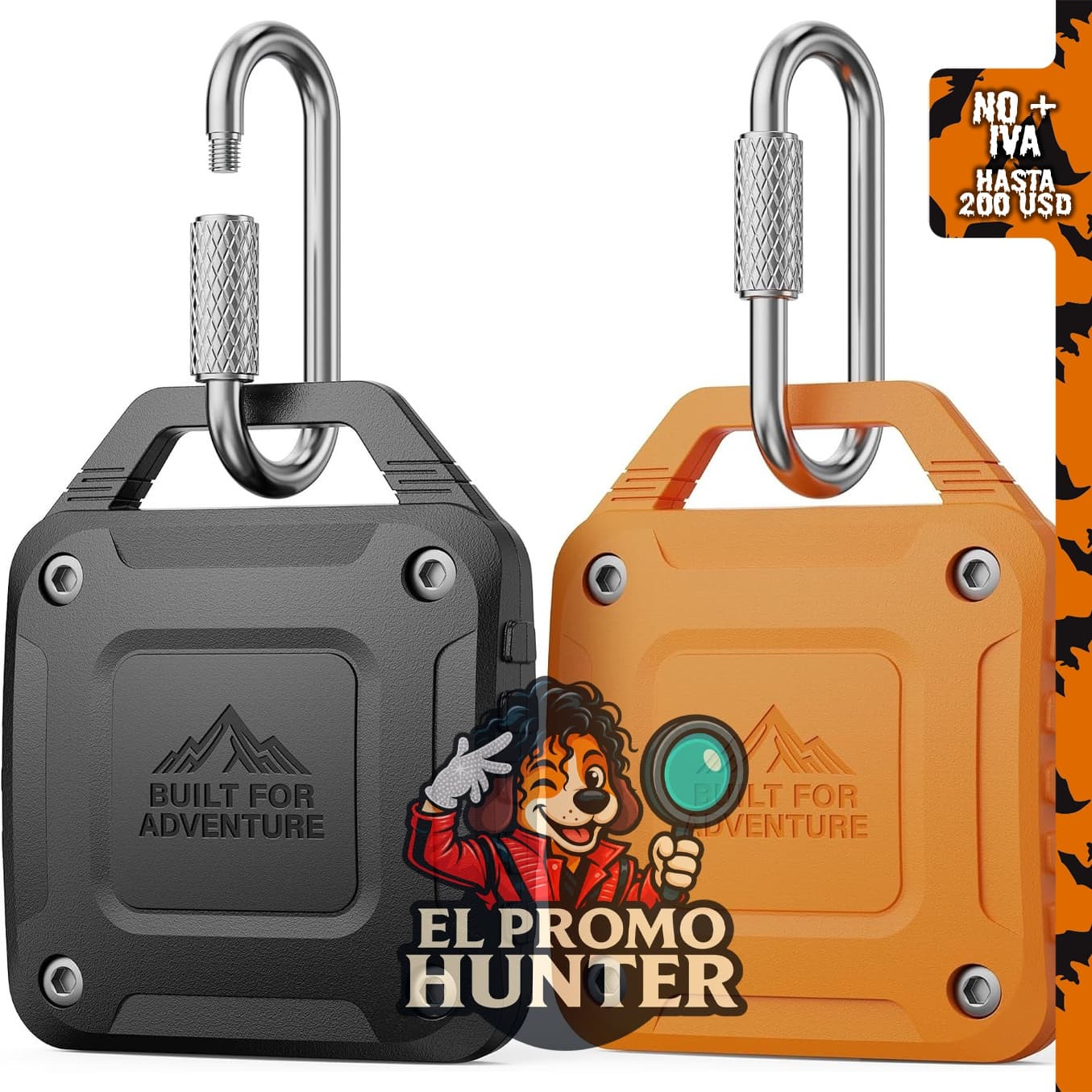 DDJ Paquete de 2 soportes para AirTag, funda impermeable IPX8 con bloqueo de tornillo y mosquetón de metal.