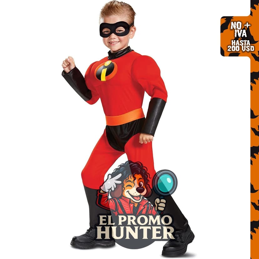 Disfraz de The Incredibles 2 Dash Muscle para niños, tamaño mediano (3T-4T).