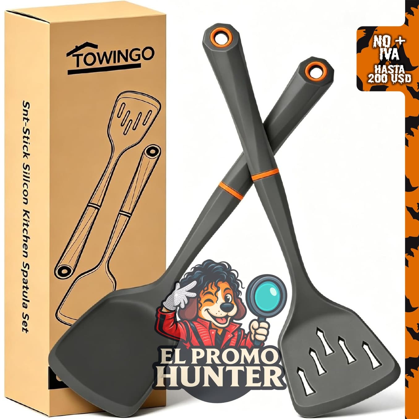 Espátula de cocina de silicona TOWINGO, utensilio antiadherente para cocinar.