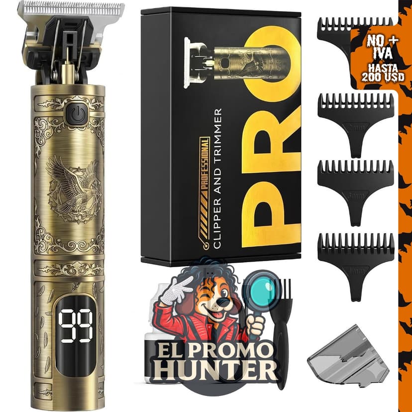 Solati Recortadora de barba para hombres, cortadora de pelo inalámbrica con cuerpo metálico y pantalla LED.
