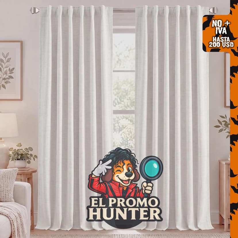 Cortinas opacas de lino blanco, 84" (213 cm) de largo.