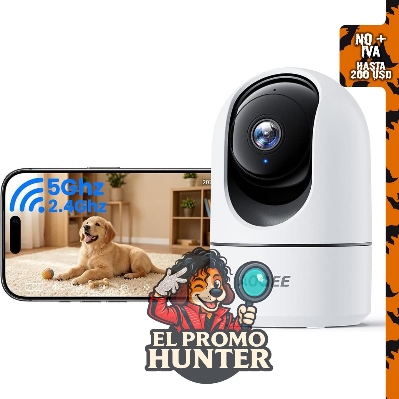 AOQEE Cámara de seguridad 2K para el hogar, adecuada para monitoreo de mascotas.