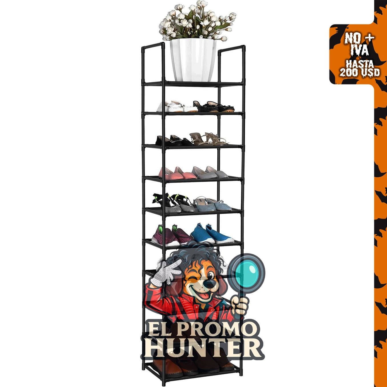 Fiducial Home Organizador de zapatos de 10 niveles, capacidad para 20 pares.