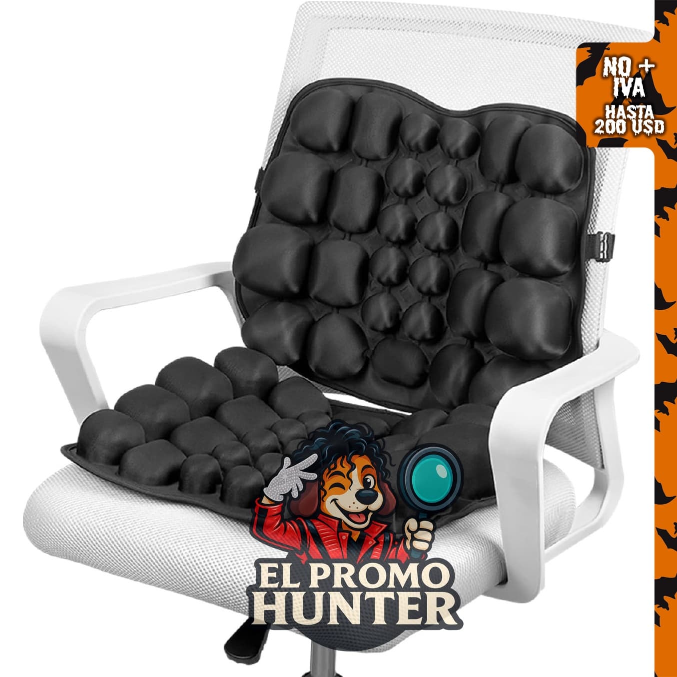 Almohada inflable de apoyo lumbar para automóvil y silla de oficina, 17.7 x 4.2 pulgadas.